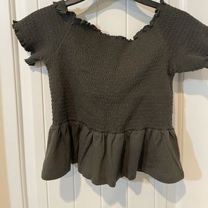 Olive green off the shoulder top size M